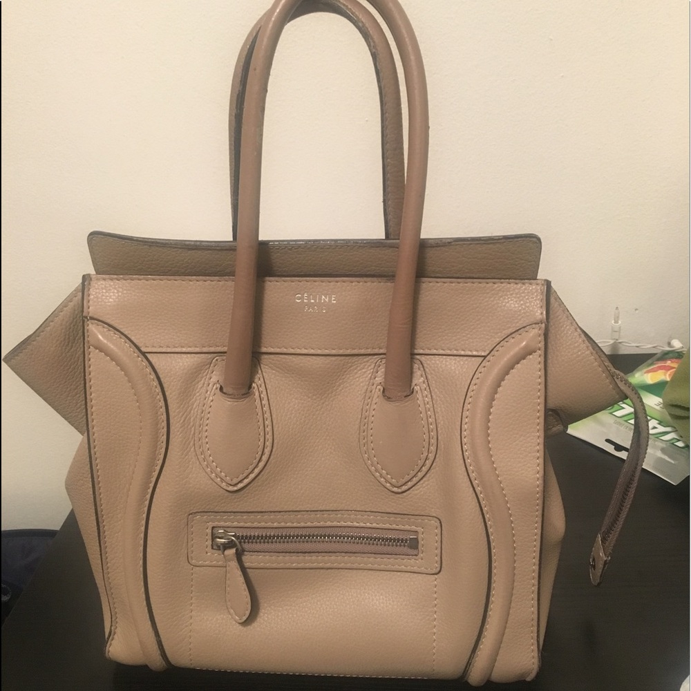 Celine Micro Luggage Tote in Dune